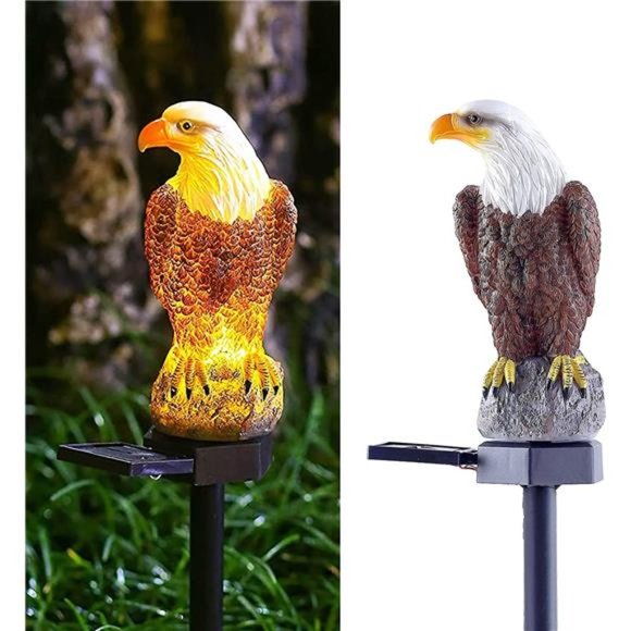 Eagle Figurine Garden Solar Stake Light Solar Eagle Lights Outdoor Decorative - Picture 1 of 6